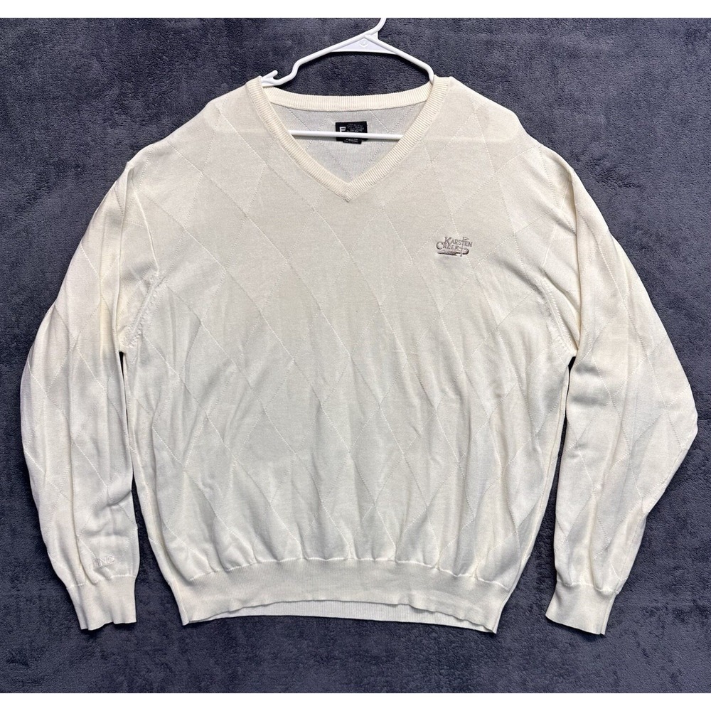 Vintage Ping Golf Sweater Men's XL Off White Karsten Creek Golf Course Argyle